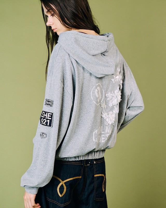 【直営限定ITEM】レースフラワーフルジップフーディー (GRAY)　CQ-49064H