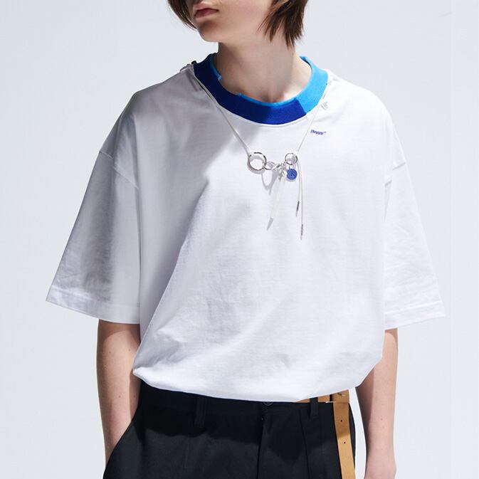 ★CONTRAST STITCH NECKLACE DESIGN T（unisex)　　　A0604