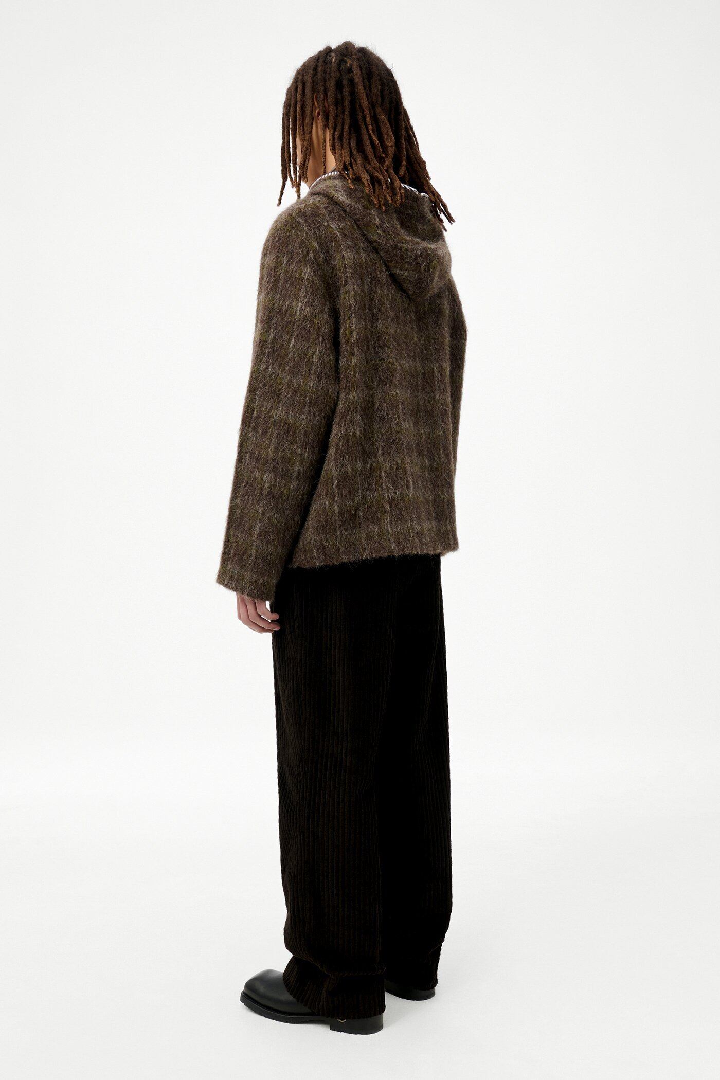 OUR LEGACY FULL ZIP HOOD Dorf Check Hairy Wool M4256FD | BEST