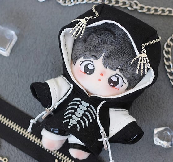 ぬい服 10cm パーカー スカル ゴシック ぬいぐるみ服 推し活 着ぐるみ