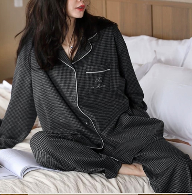【ladies/M-XL】Monotone check pajamas p150