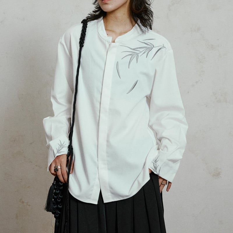 バンドカラー 長袖 レギュラー丈 シャツ 1color MTO0430