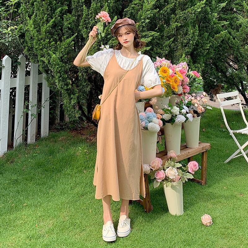 ウェストドレス ソリッド カラーTシャツ セット レース レースアップ ソリッドカラー ドラファッションホール87297229467