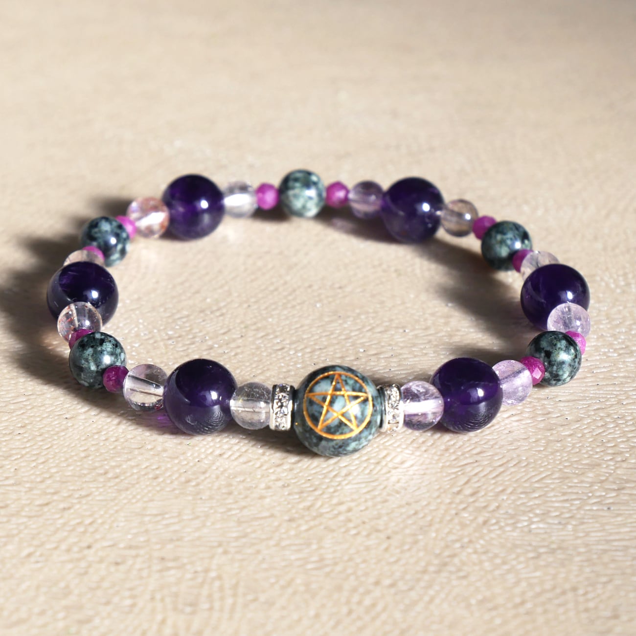 五芒星入高波動遠野の霊石＆アメジスト・スーパーセブン・ルビー