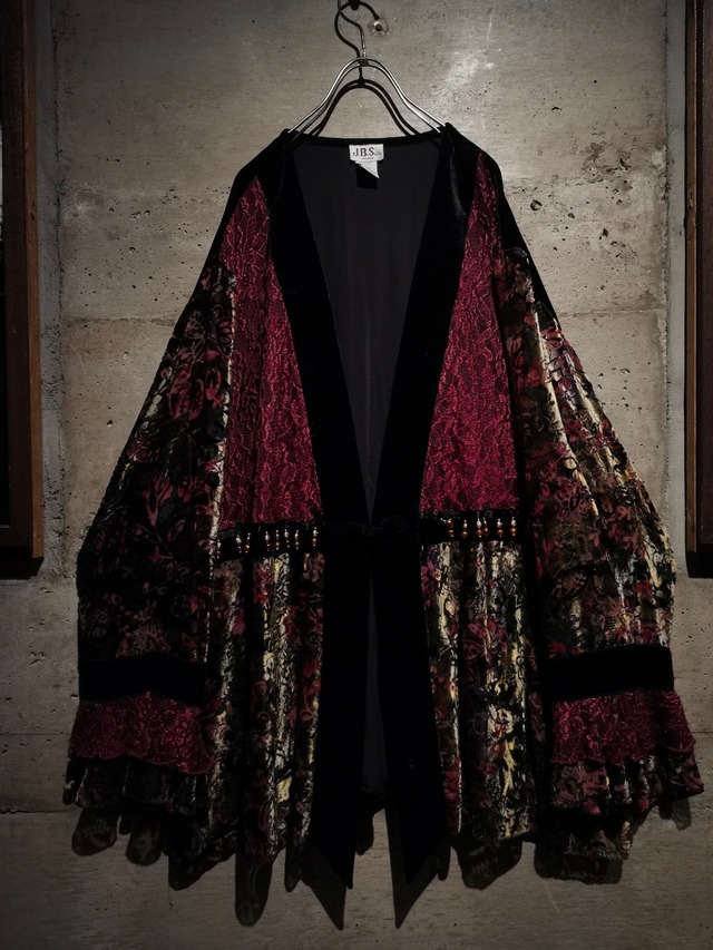【Caka】Beautiful Velour × Lace Swiching Vintage Loose Haori Jacket