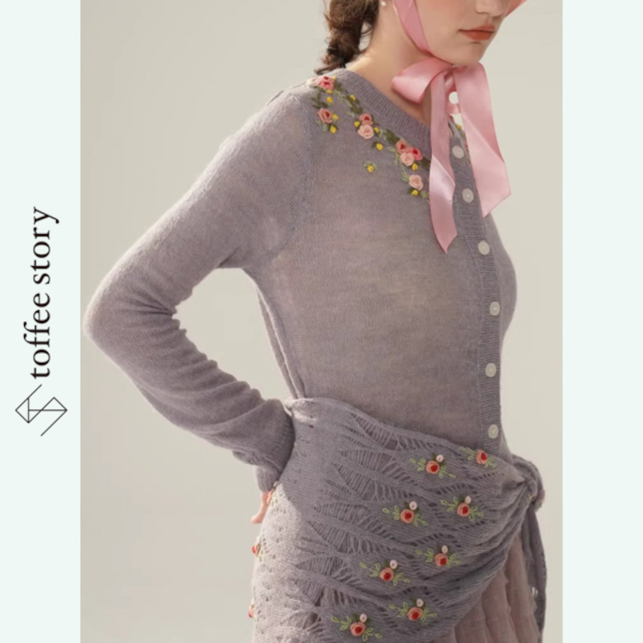 【5color】花咲く装いのカーディガン＆ショール 《Y0416》