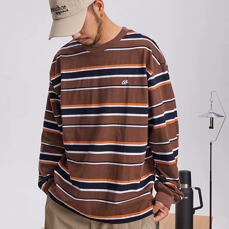 ★RETRO STRIPED BOTTLING SHIRT TOP　　　A0710