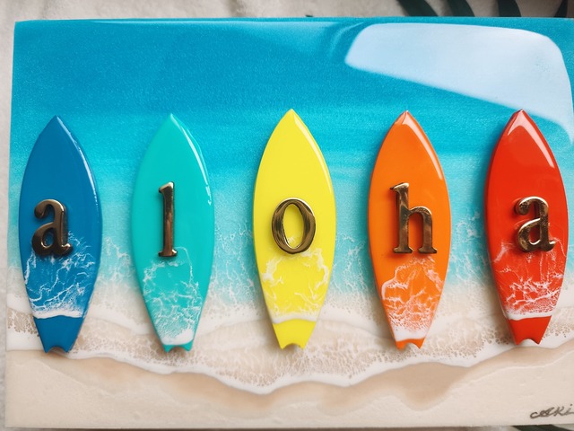 399.オーシャンレジンアート alohaパネル