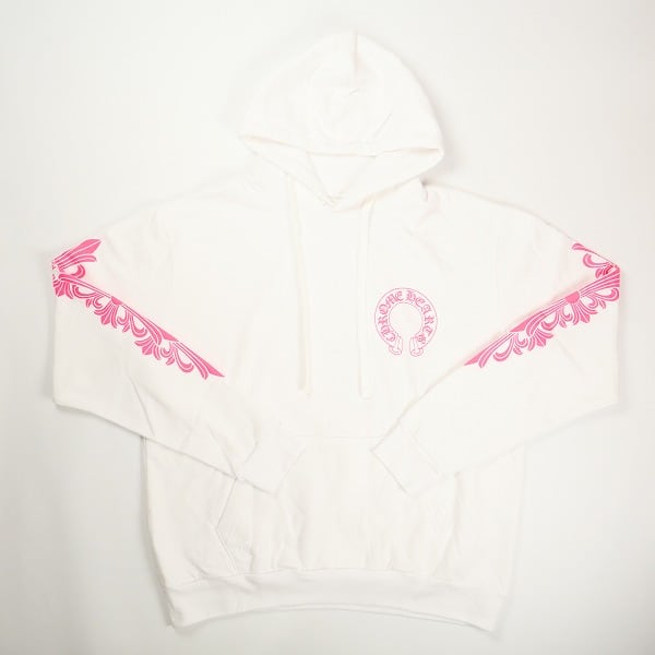 Size【L】 CHROME HEARTS クロム・ハーツ HORSESHOE HOODIE WHITE/PINK