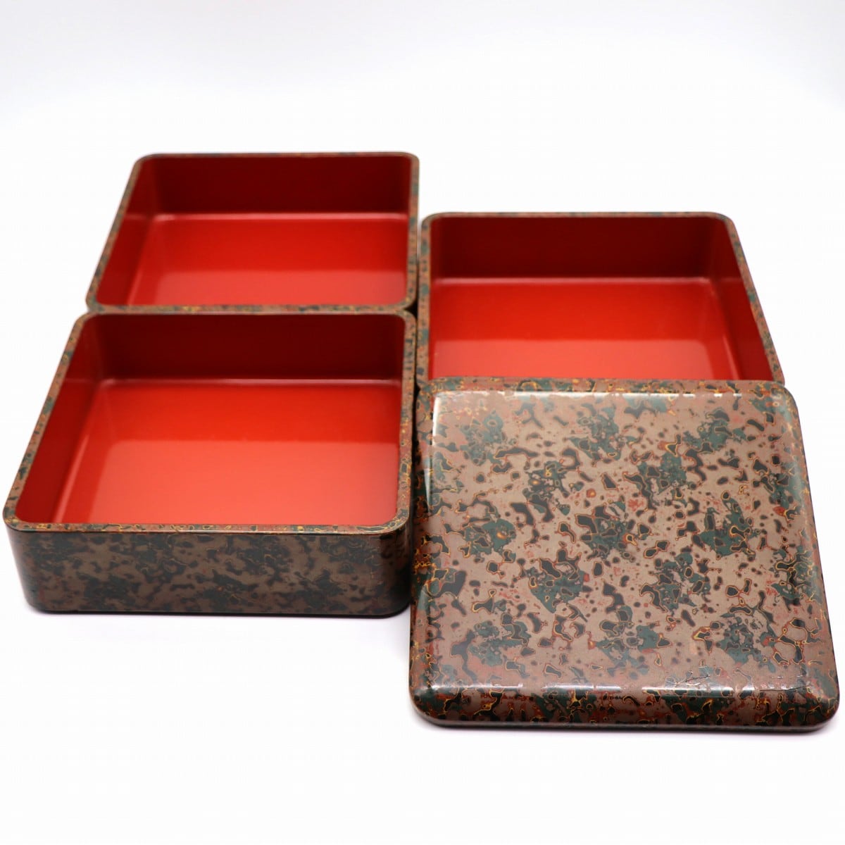 津軽塗（唐塗）バカ塗り・重箱・三段重・No.210413-26・梱包サイズ80 