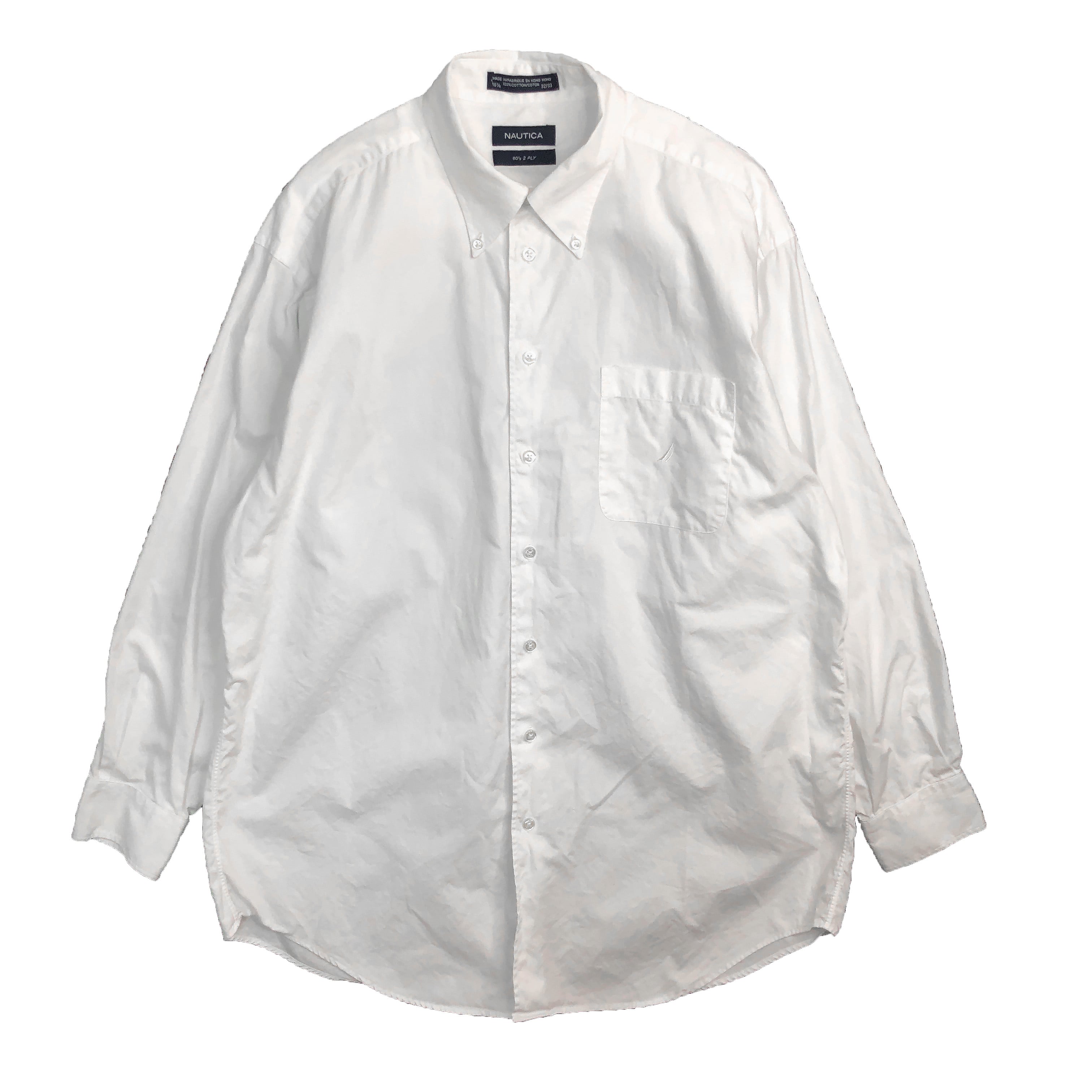 ノーティカ ホワイト 白 ボタンダウン シャツ USA 90s 長袖 ロゴ