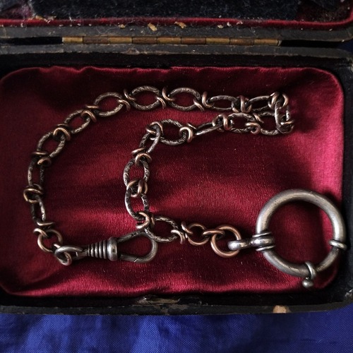French Antique Silver and Gold Watch Chain