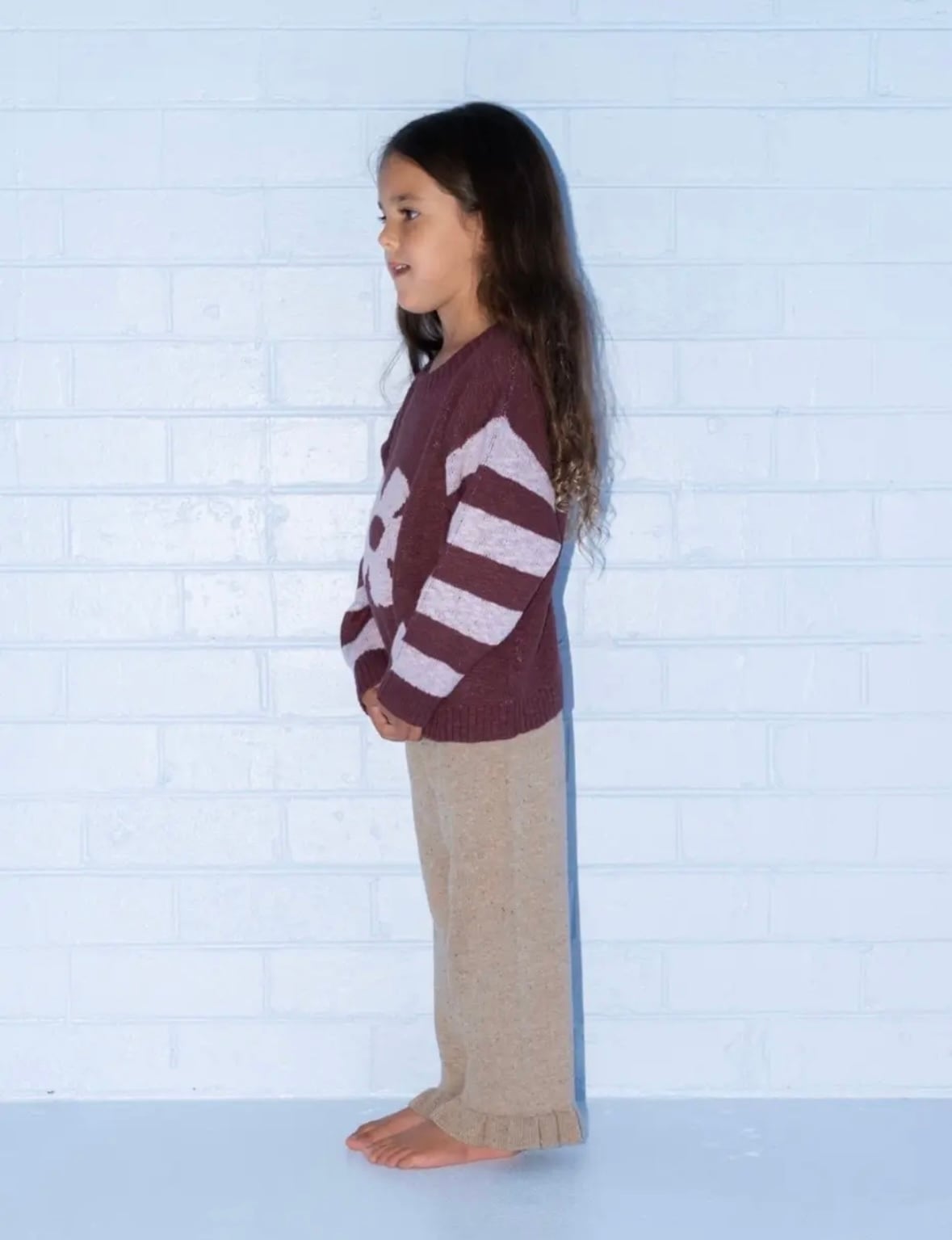 【即納/送料無料】Grown / Organic Frill Knit Flares - Oatmilk