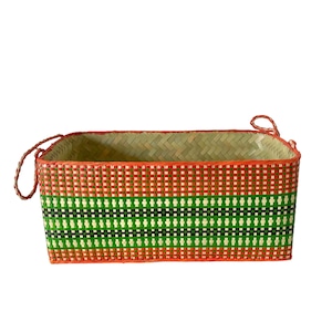 Rectangular colourful basket M 持ち手付 w30cm×16cm×h12.5cm