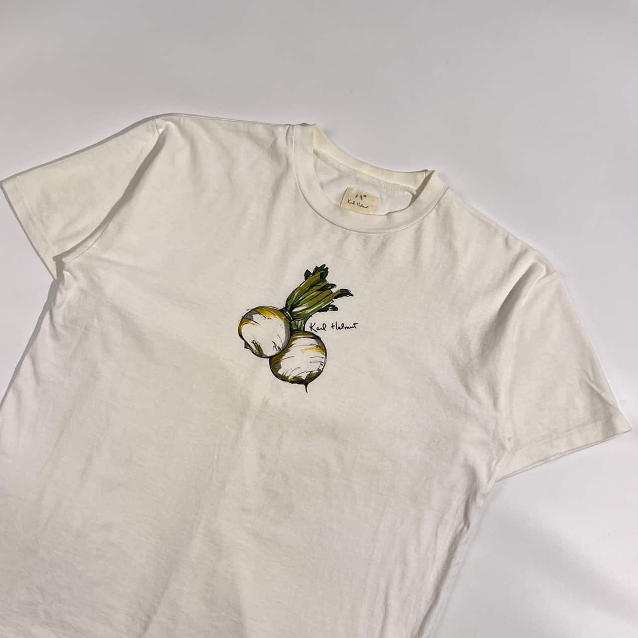 Karl Helmut カールヘルム カブ 野菜 イラスト プリント 半袖 Tシャツ サイズ M /ホワイトベージュ系 メンズ