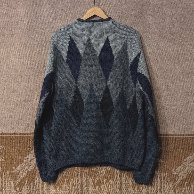60s McGREGOR Diamond-Pattern Wool Mohair Cardigan (XL 60s McGREGOR Diamond-Pattern Wool Mohair Cardigan (XL