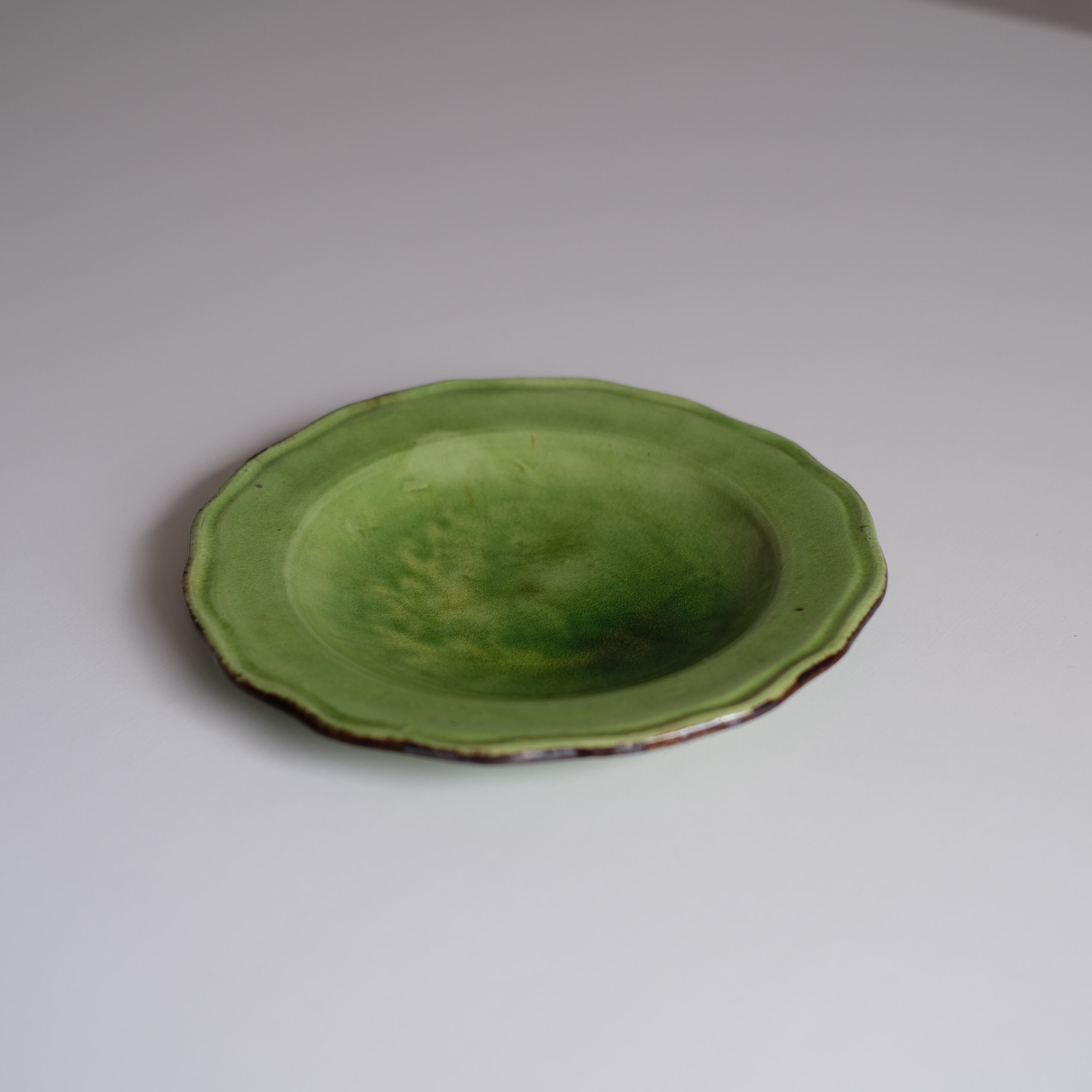 デュルフィ窯 デザート皿 緑釉 南仏 フランスアンティーク C - 食器