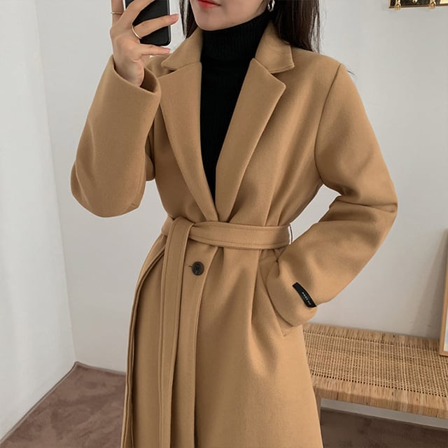 【予約販売】コート レディース 秋 冬 ロングコート キャメル XS S,M,L ウール 暖かい 膝上 小さいサイズ 大きいサイズ カジュアル 無地 長袖 シンプル 裏地有 ベルト付き