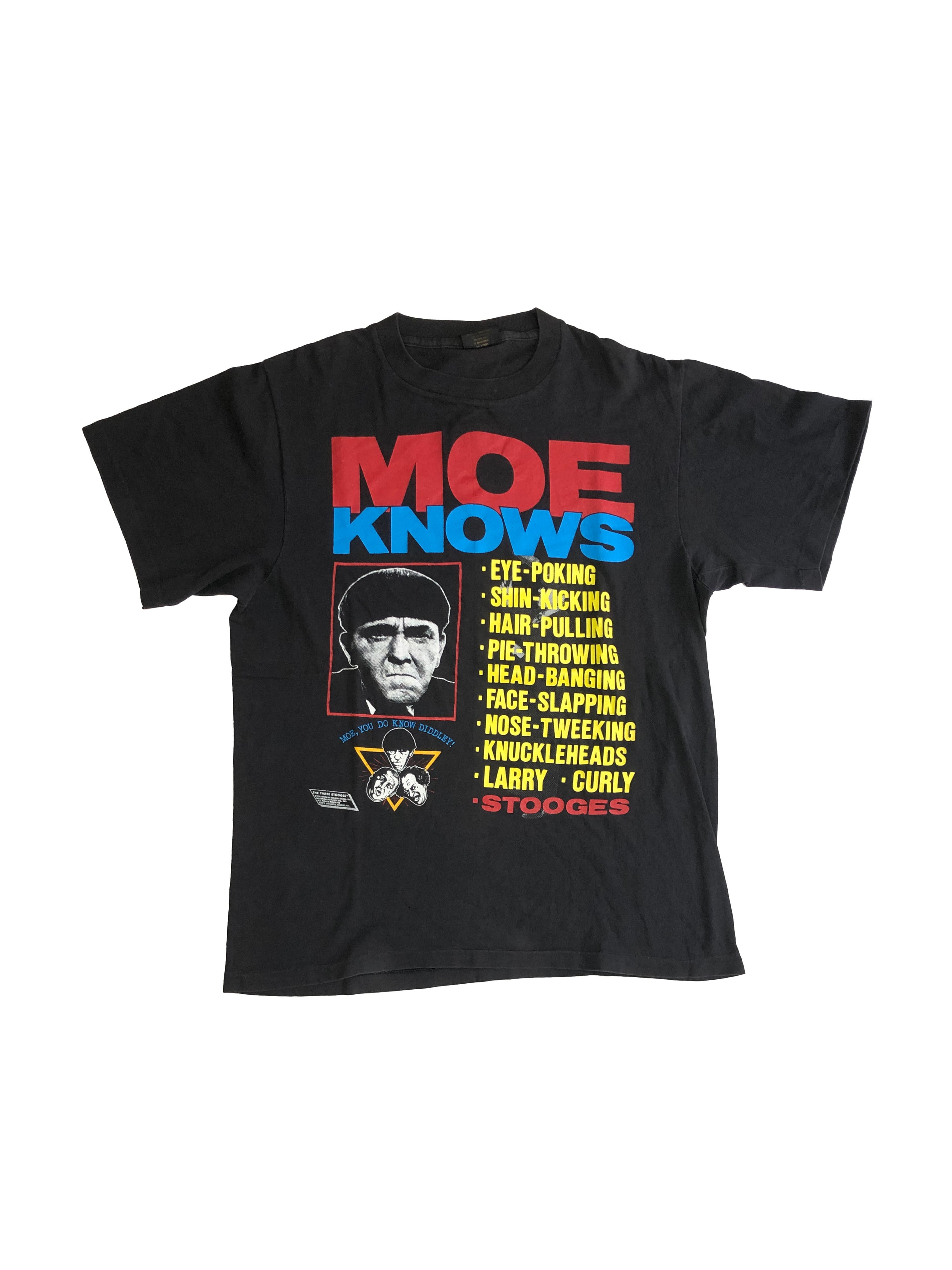 1990s The Three Stooges "MOE KNOWS" Print T-shirt