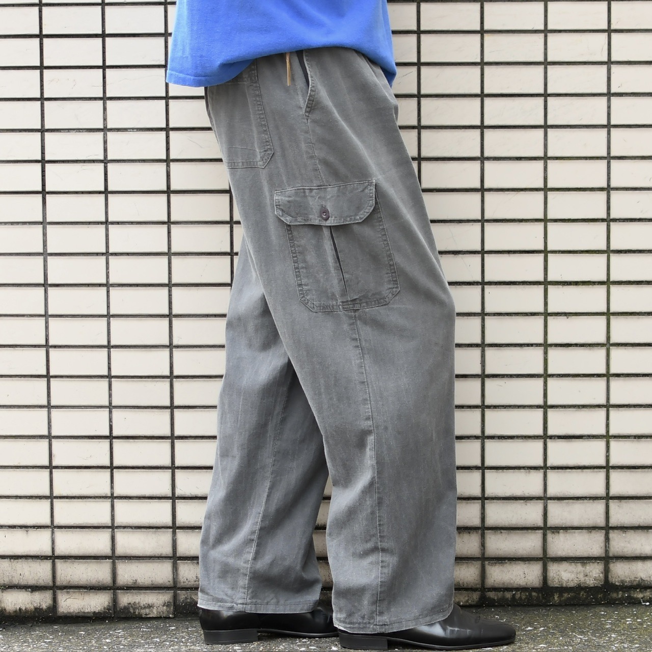 fade light plain weave cotton cargo pants