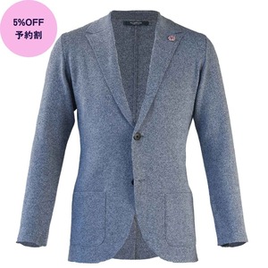 【予約割 5%OFF(3/15まで)】ファインコットンミラノリブニットジャケット/スカイブルーミックス/日本製