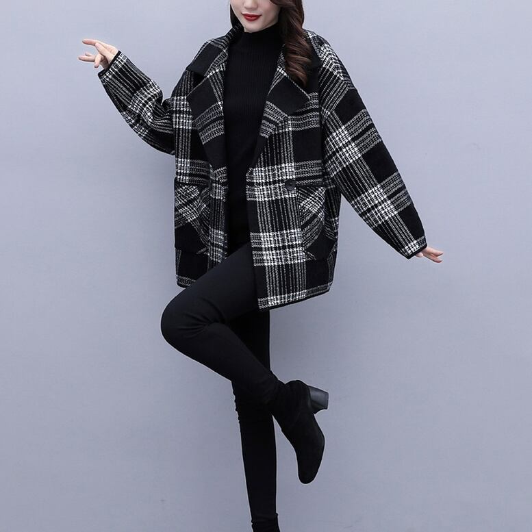 コート アウター チェスター トレンド ルーズ チェック柄 ガウンコート 上品 482 チェスター コート ゆったり チェック柄 ルーズ 韓国 秋冬 (コート
