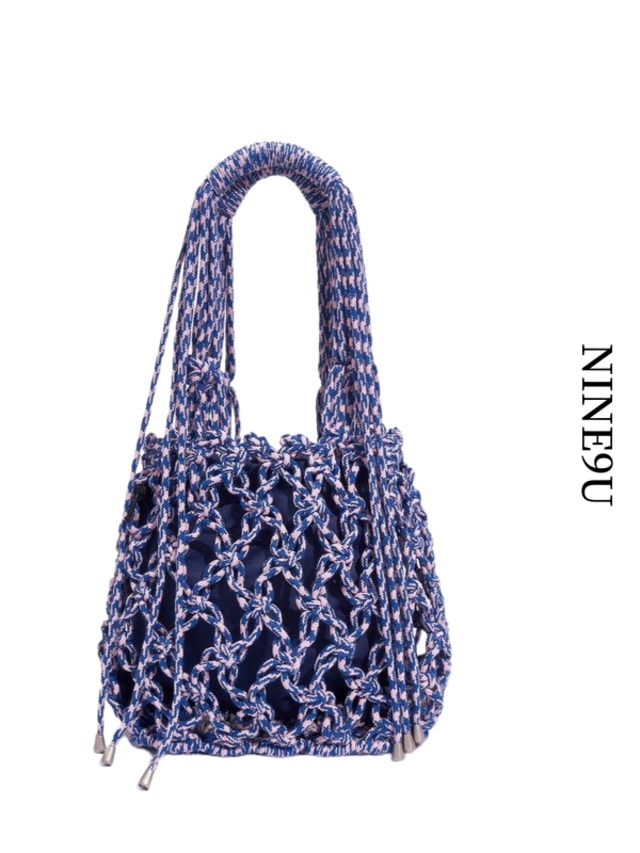 crochet colorful drawstring bag【NINE-S7706】