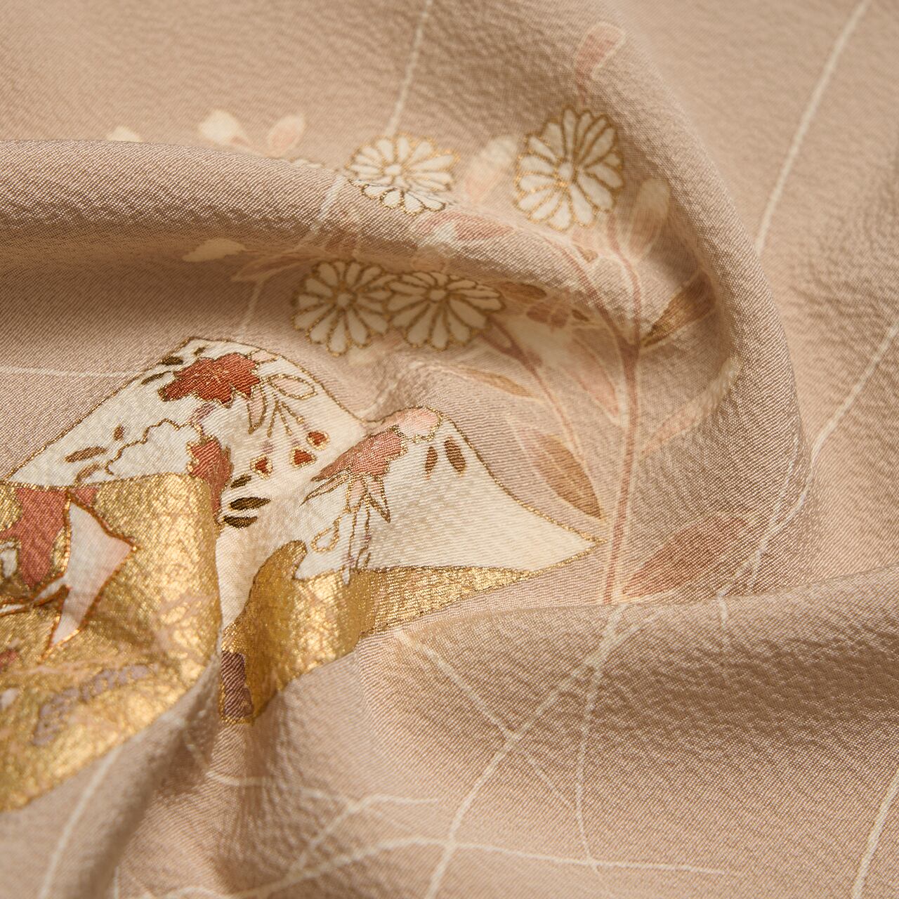 草花に色紙散しの模様 手描友禅附下 袷着物【未着用品】 | かわの屋