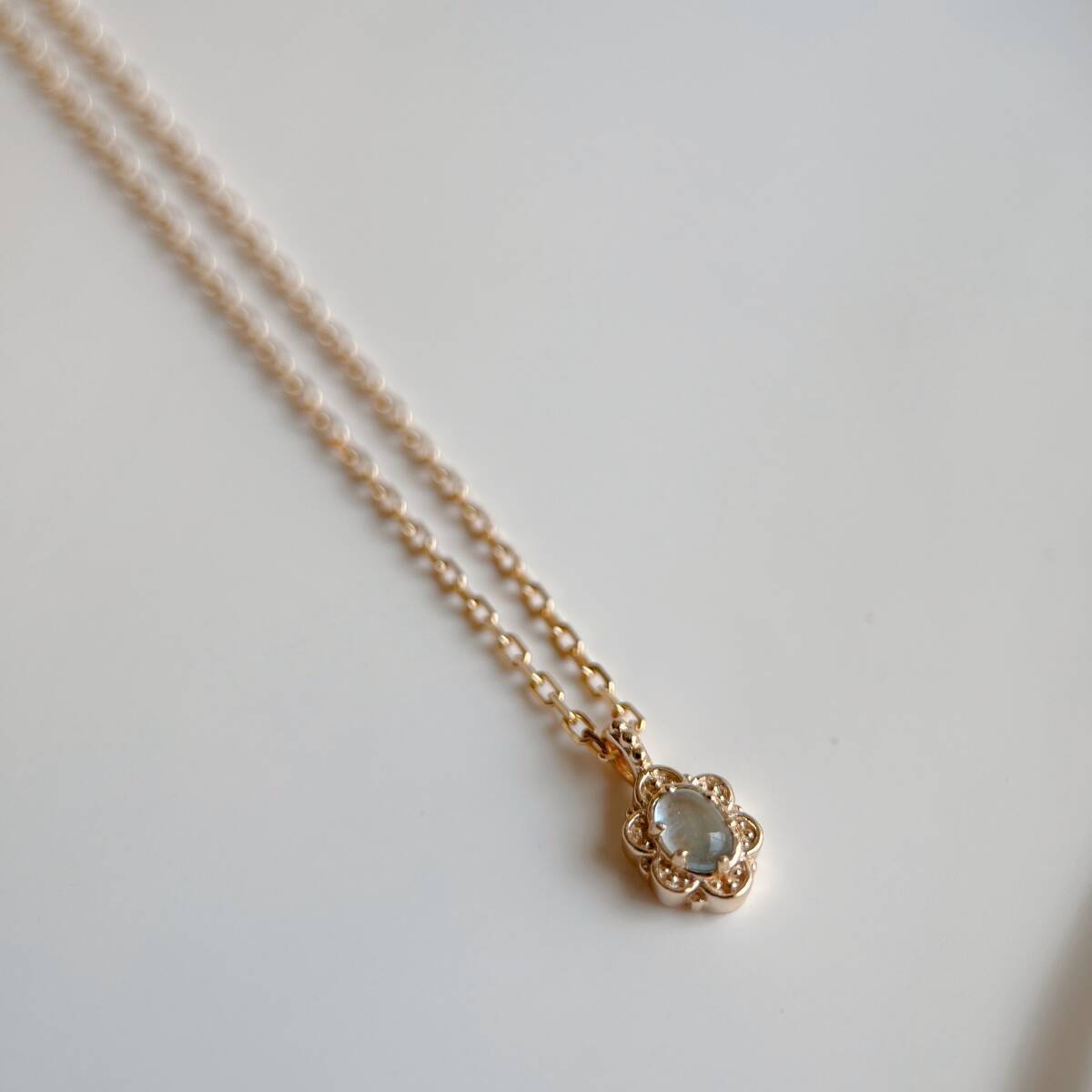 天然アクアマリン　お花ペンダント　silver925製