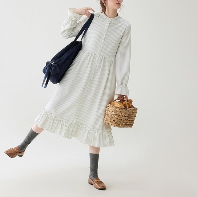 candy sleeve flare striped one-piece