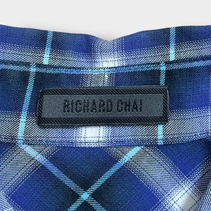 【RICHARD CHAI】USA製 チェック柄 長袖シャツ M ブルー系 リチャードチャイ US古着