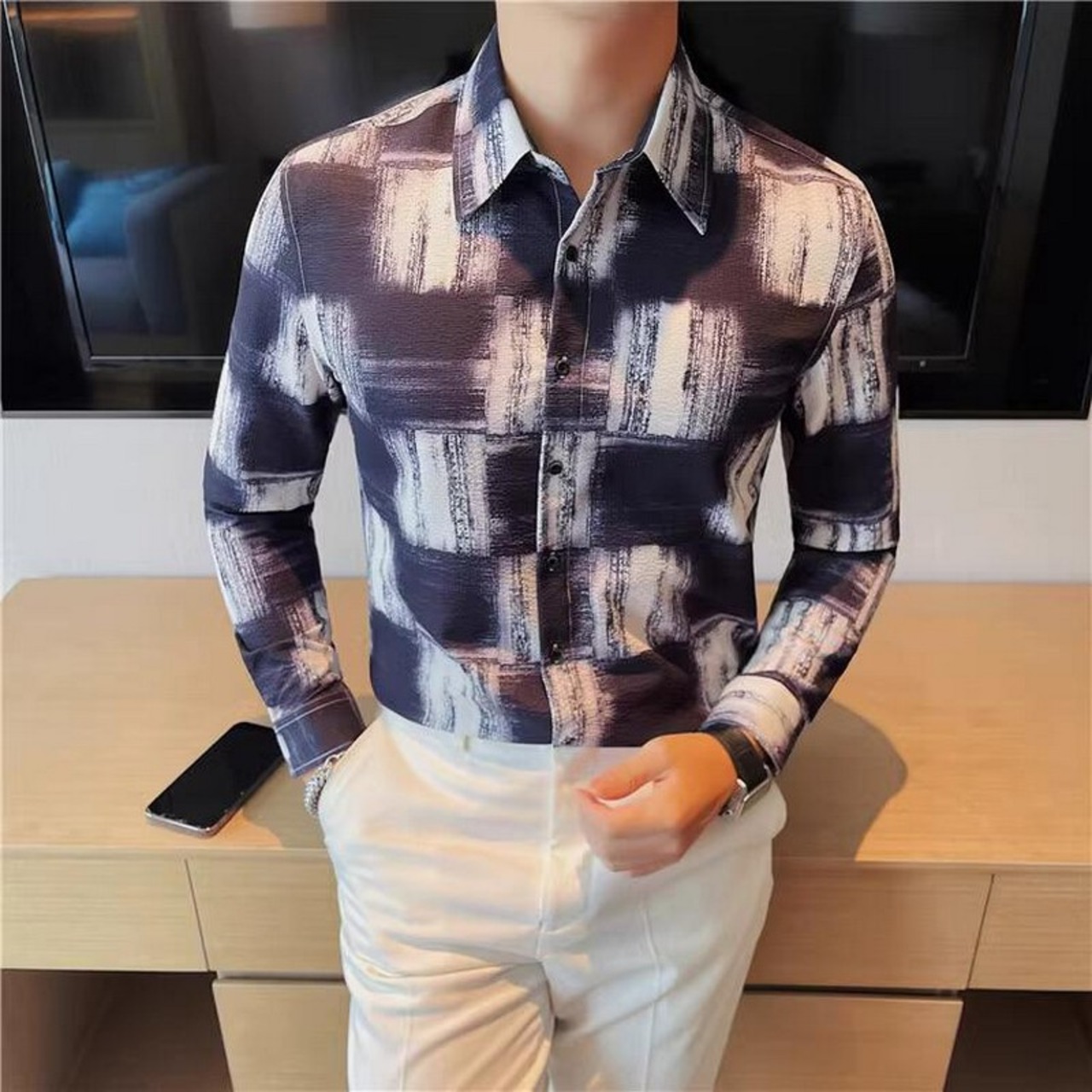 plaid shirt tops 00198