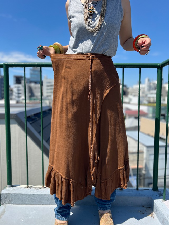 Vintage browm cotton wrap design skirt