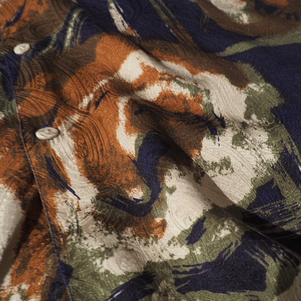 1990s GOOUCH retro art × openwork paisley full pattern silk shirt