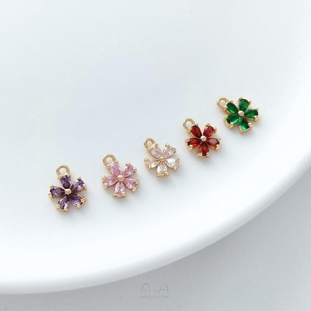 14kゴールドメッキ モザイク小桃花ペンダント