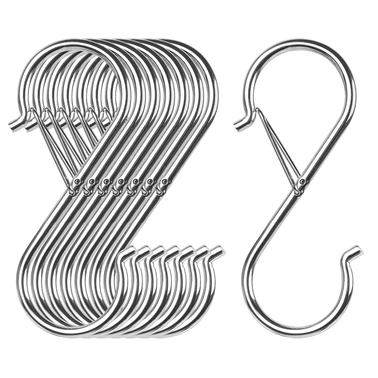 【特価処分】S字フック 大 Sじフック 落ちない 銀色10個セット (9cm×10pcs) 脱落防止 VIPITH キッチン 浴室 お風呂