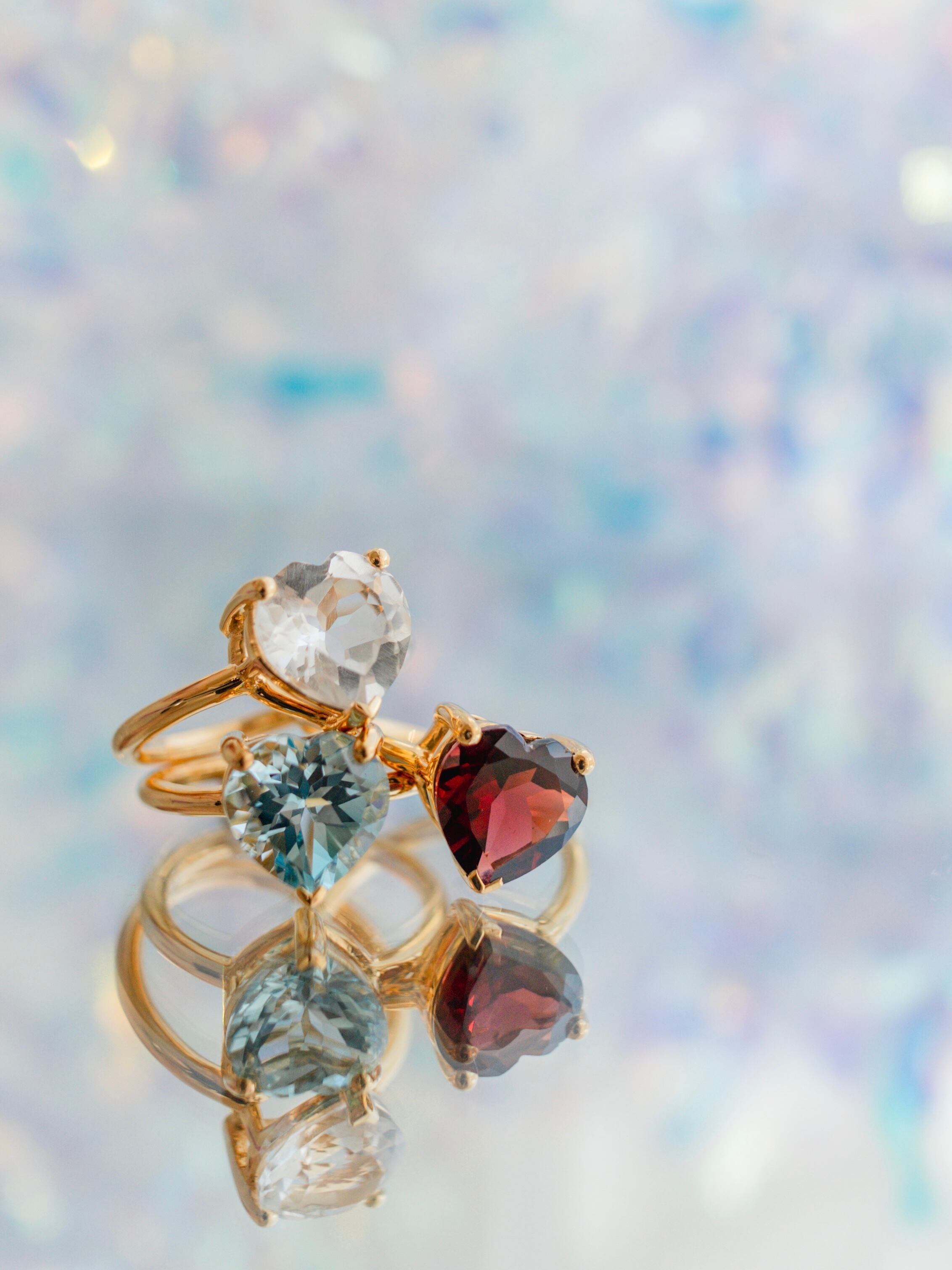 クリアクオーツハートシェイプリング イエローゴールド | ＜天然石