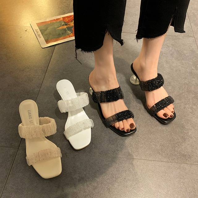 サンダルレディースサマースタイルクリスタルミュール 靴 シューズ 夏物 スクウェア 部族の婦人靴83755722348