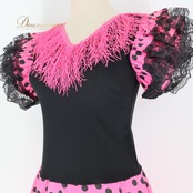 フラメンコ 衣装 ワンピース ドレス ピンク 黒 ドット フリル レース 水玉 ブラック系 ピンク系 フェミニン 可愛い ゴスロリ キュート おしゃれ パーティー用 スカート ドット柄 コスチューム 楽しい