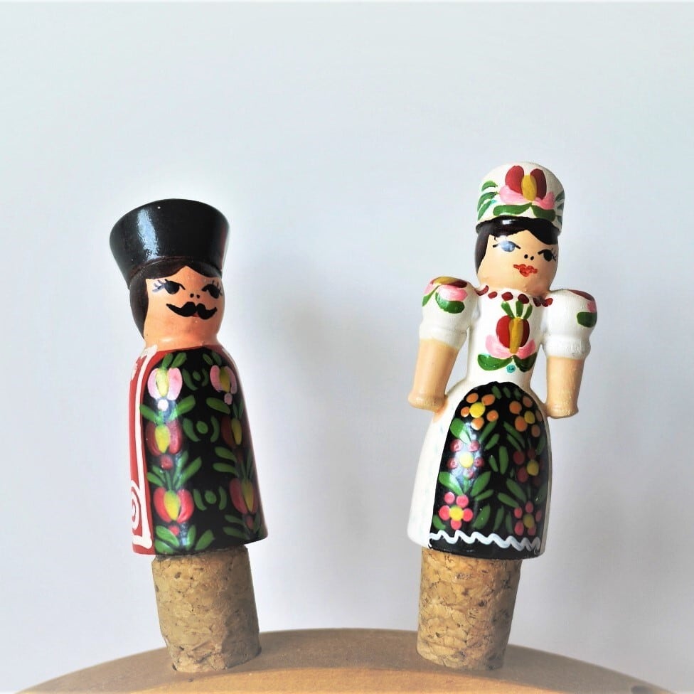 コルク栓人形のカップル ハンガリーボトルストッパー
