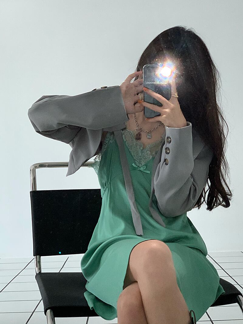 スプリンググレーバンドジャケット ソリッド カラートップス レディース 大人ガーリー スウィート キュート カジュアル 春物 ソリッドカラー ドラファッションホール91314162348