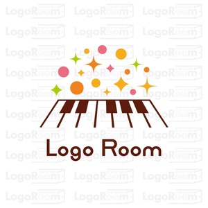 No814 ピアノが音を奏でるロゴ【ピアノ、音、演奏、シンプル、明るい、ポップ、親しみ、音楽、教室、レッスン、子ども、アプリ、習い事、ショップ、アプリ】