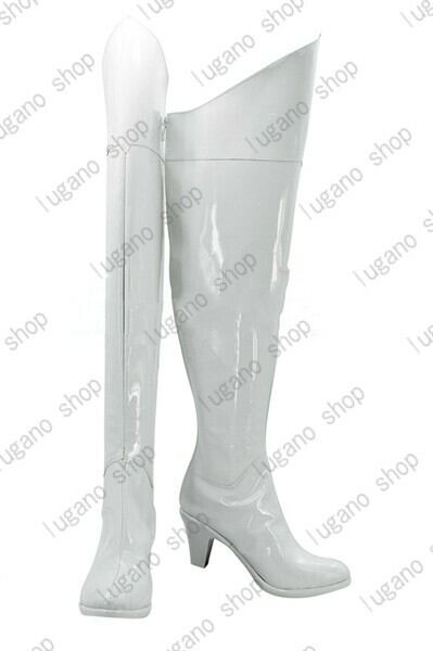 白バイ風　乗車靴　ドイツ軍　コスプレ　未使用　ロングブーツ 合皮　26 サイハイブーツ 黒 白 エナメル 美脚 ニーハイブーツ ロング