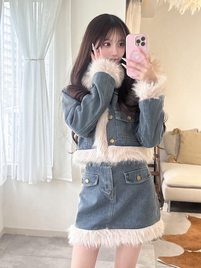 ファー付デニムセットアップ ファー付デニムセットアップ