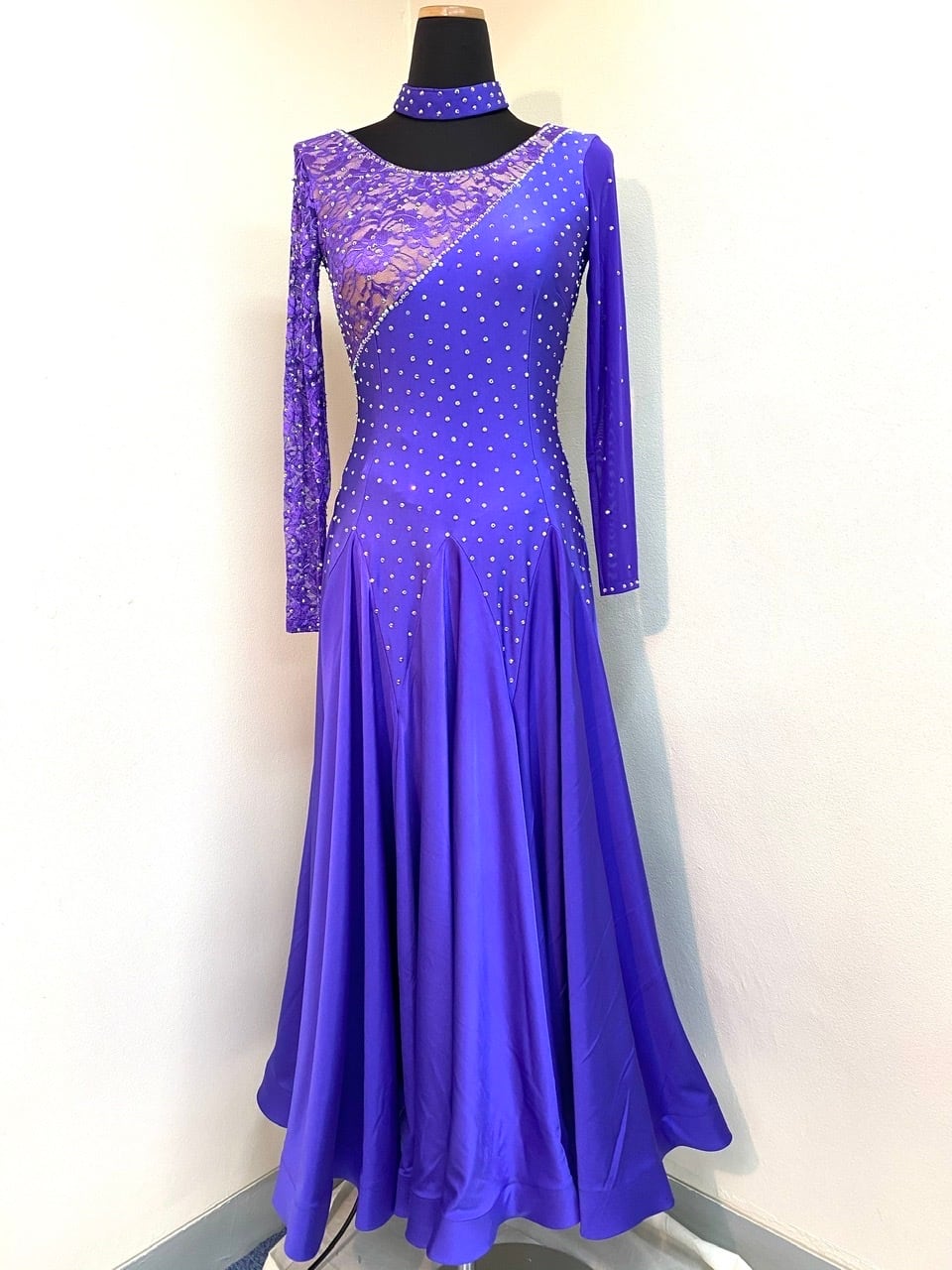 社交ダンスワンピース準正装パーティワンピースミニデモレッスン用紺