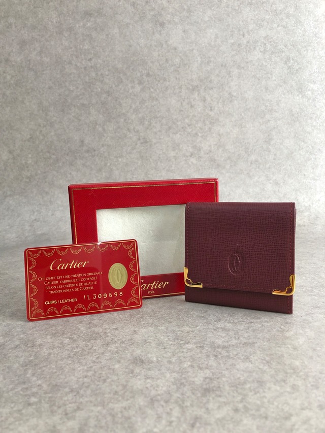 Cartier カルティエ マストライン 財布 ボルドー レザー コインケース vintage ヴィンテージ オールド 7pxaxi