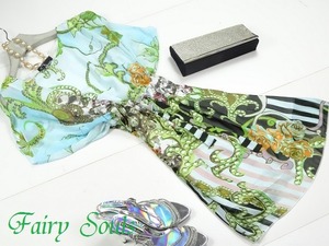 ★送料無料★7号（S）★中国シルク100％★スカ－フ柄のプリントが魅力なワンピ(OPN0366) 