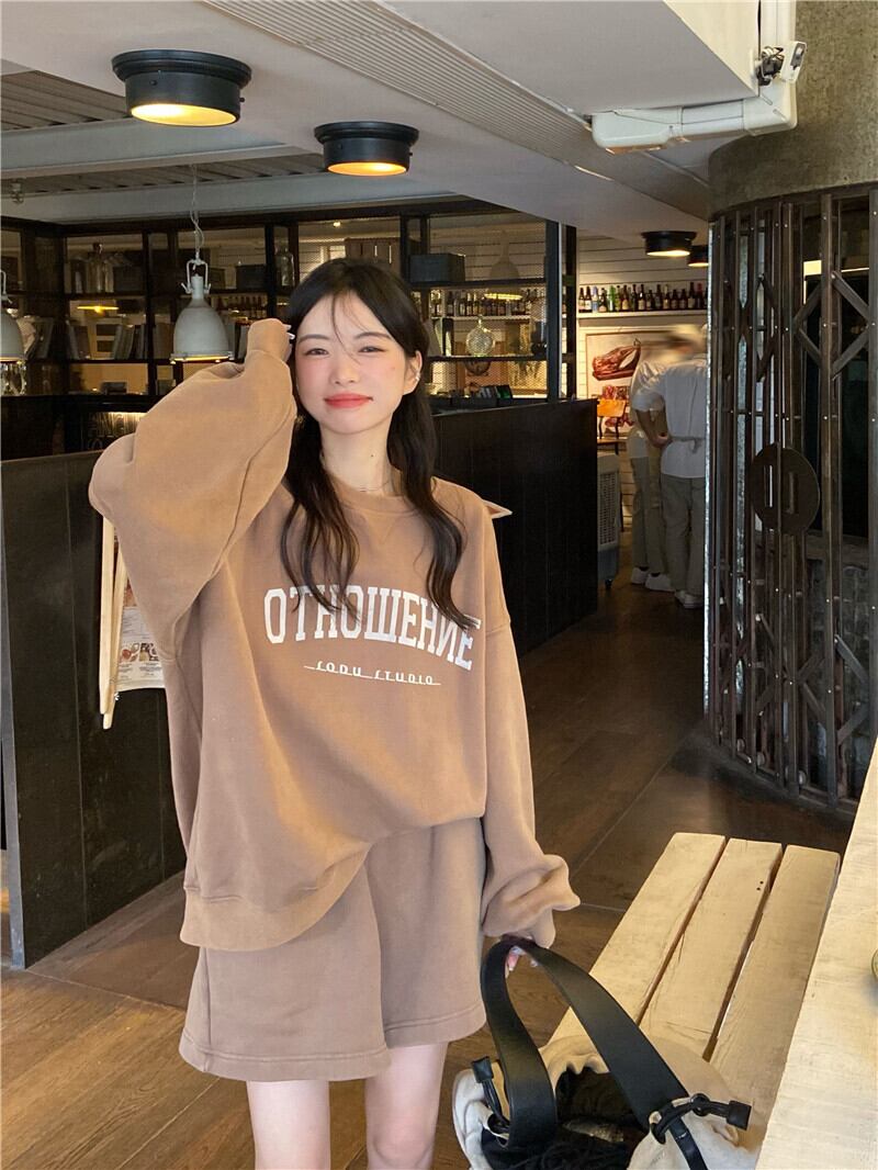 カジュアルオータムルーズプリントセーター ショーツ ロング 秋物 ブルマー モンロー6783923709