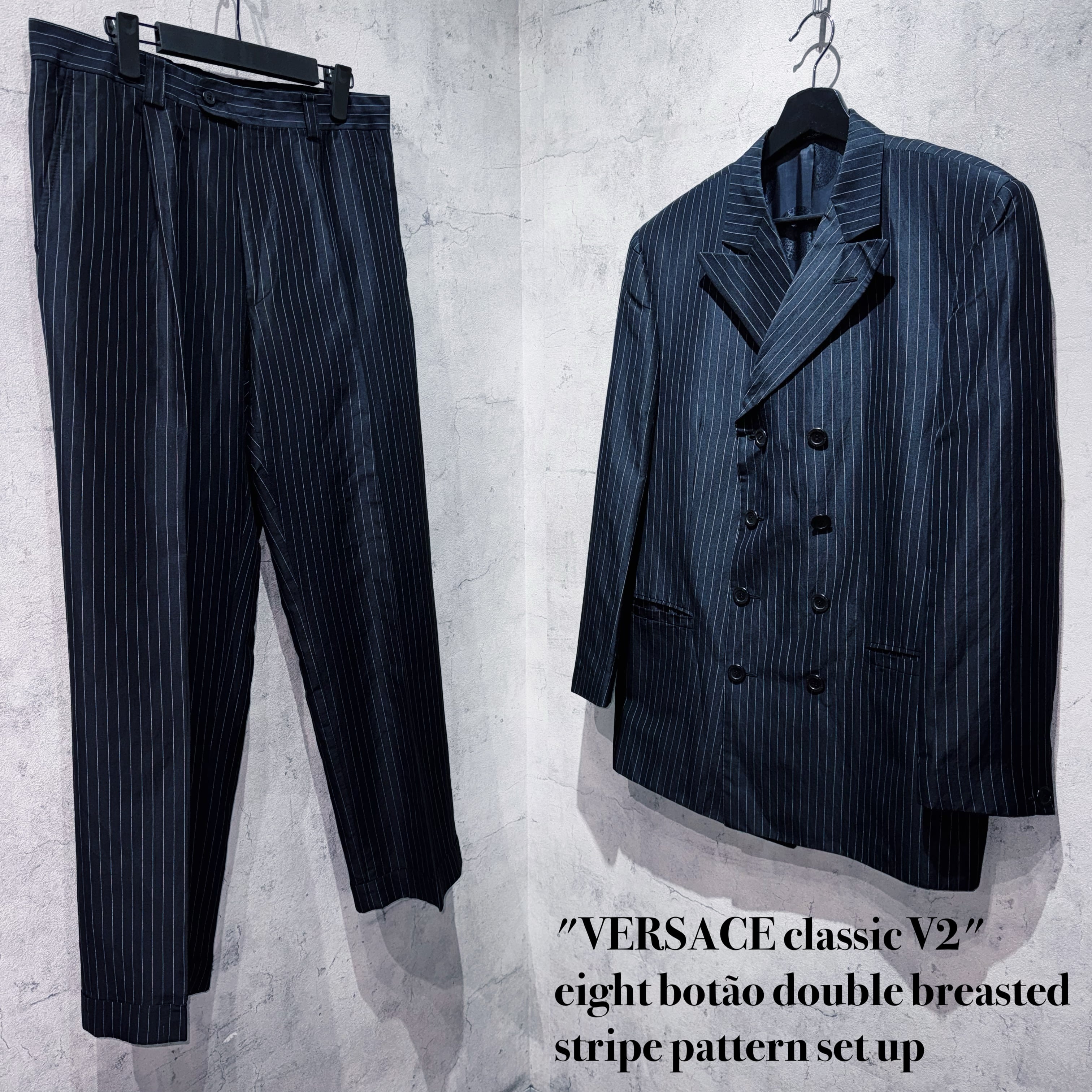 "VERSACE classic V2"eight botão double breasted stripe pattern set up