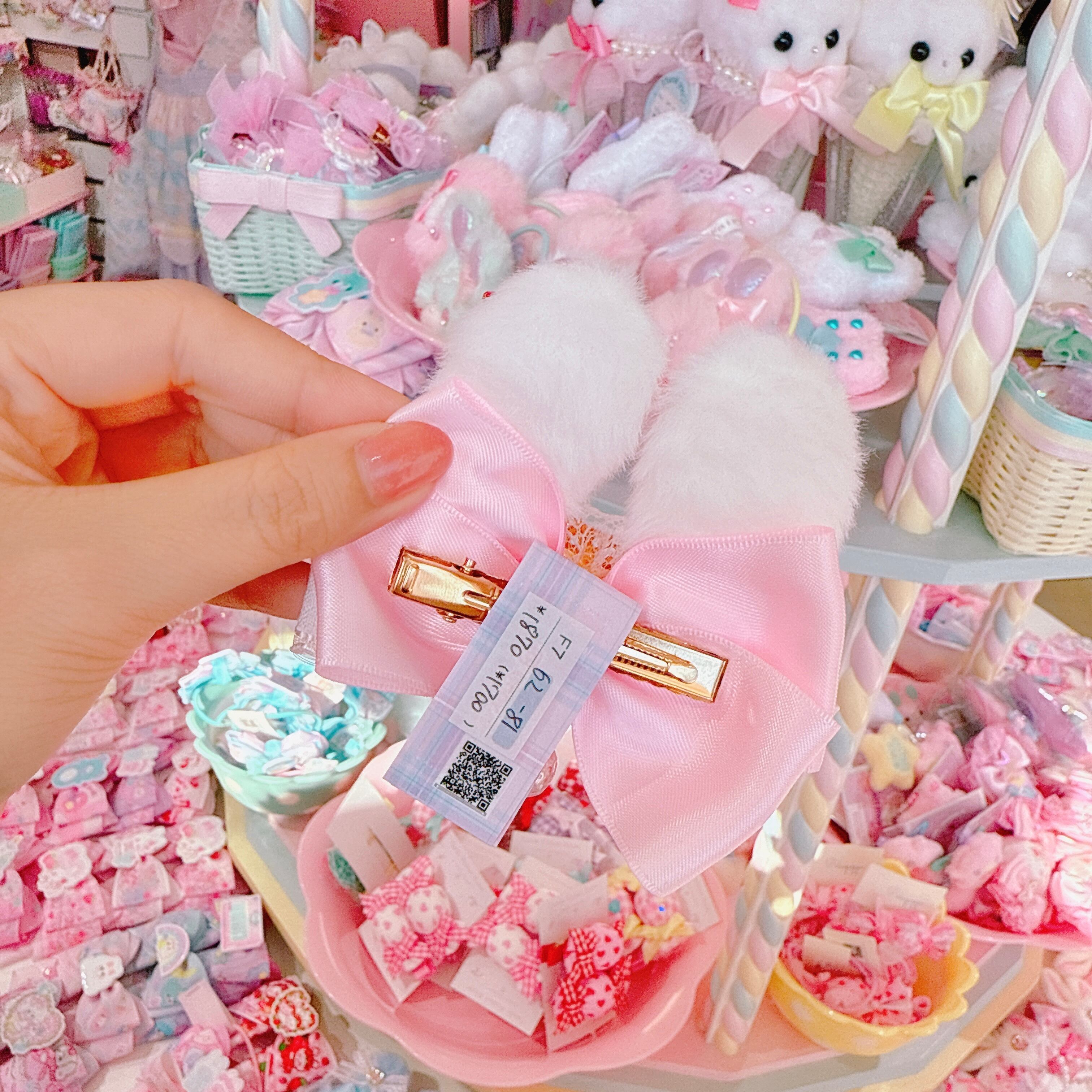 【F7】62-81うさ耳リボンヘアクリップ